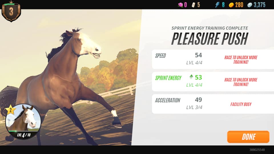 Rival Stars Horse Racing screenshot: training success