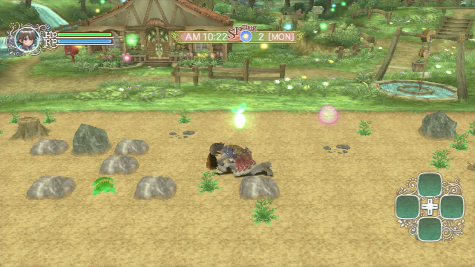 Rune Factory Frontier Screenshot: Picking up bamboo shoot
