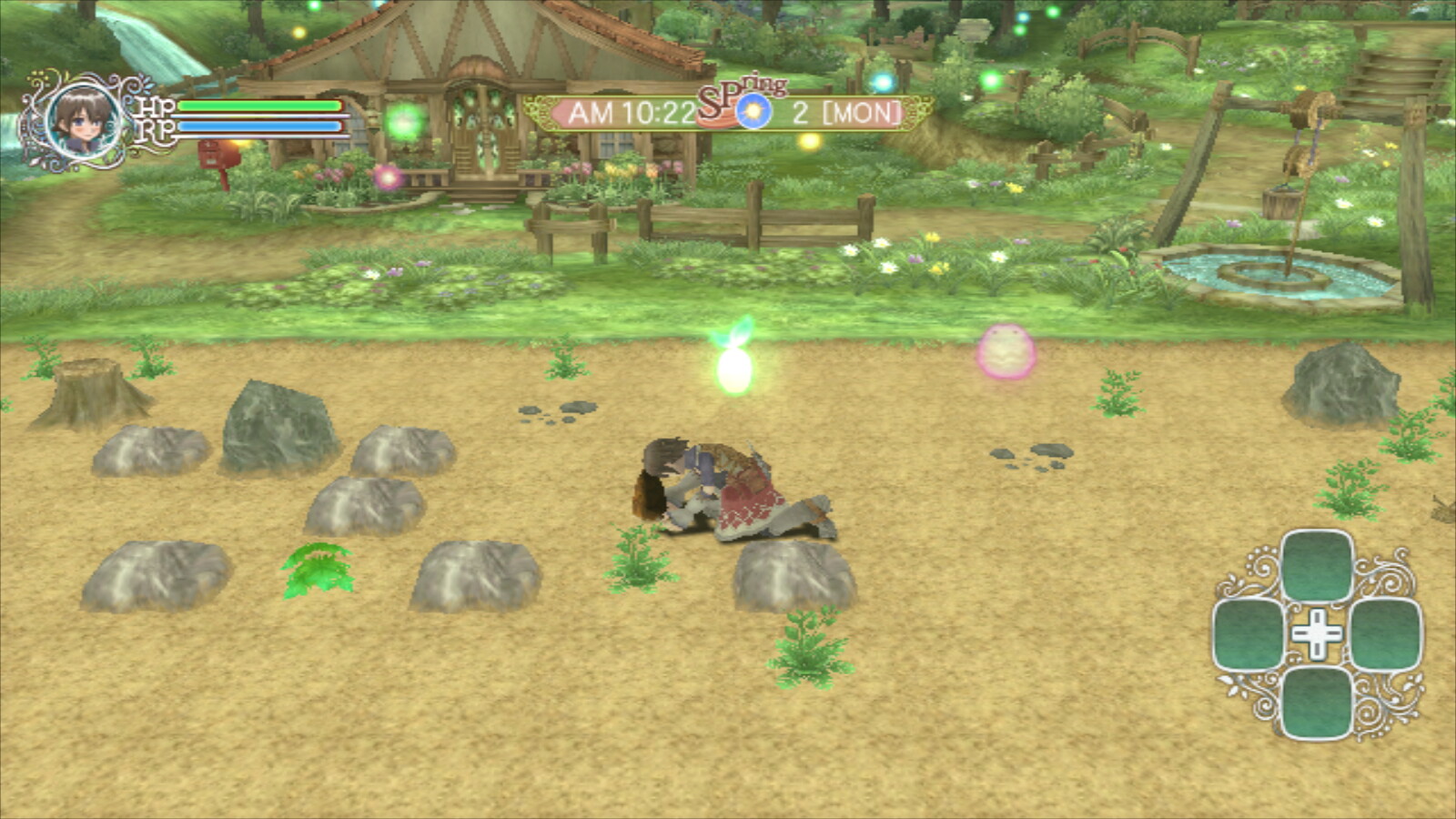 Rune Factory Frontier Screenshot: Picking up bamboo shoot