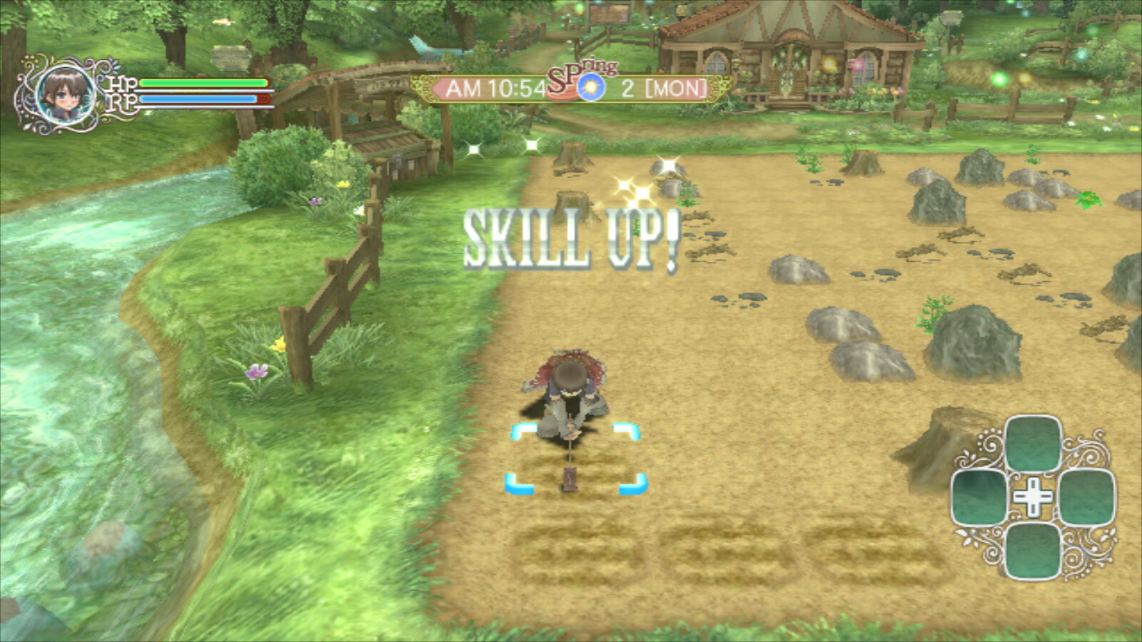 Rune Factory Frontier Screenshot: Using hoe