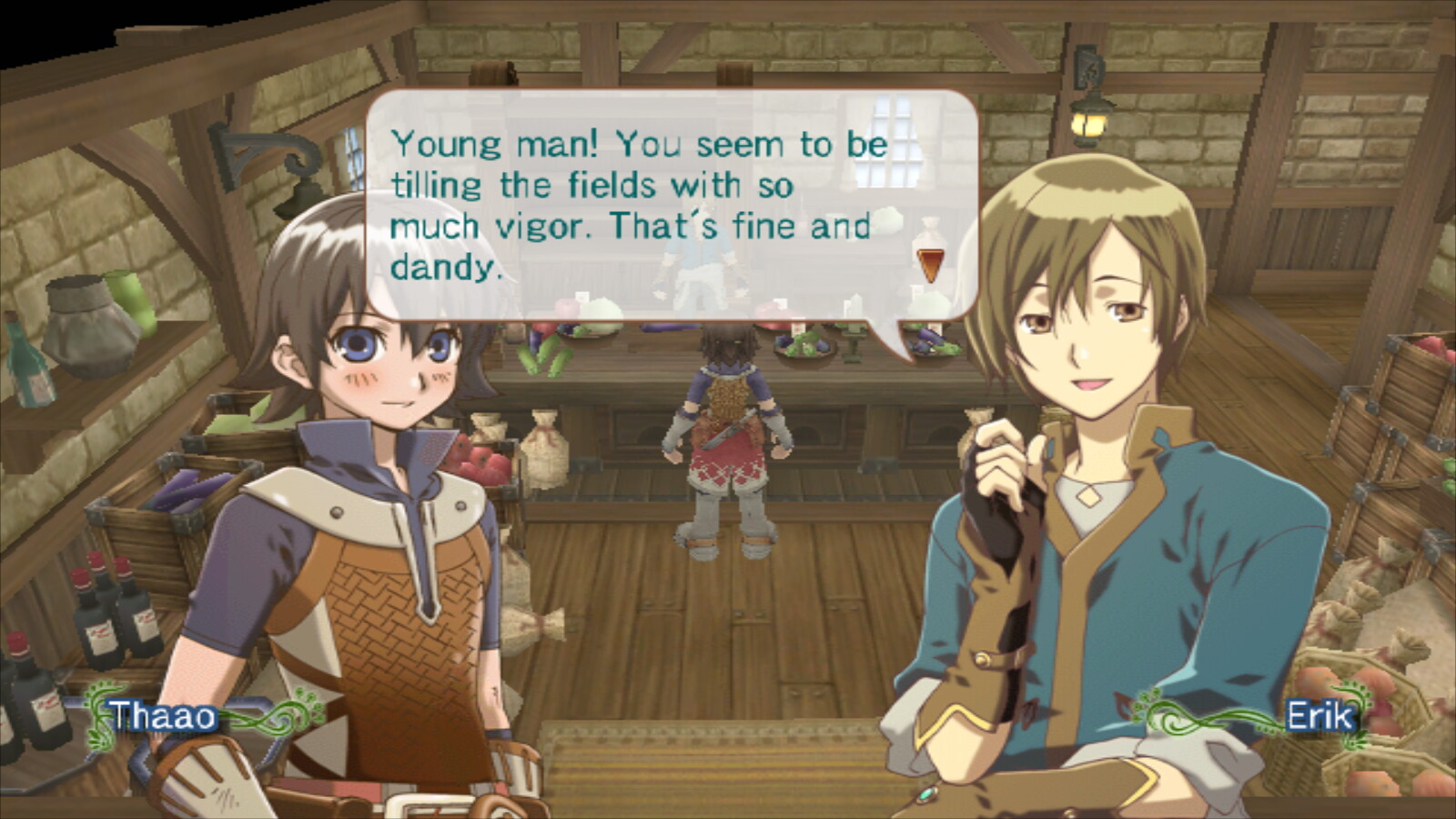 Rune Factory Frontier Screenshot: Erik giving the sickle